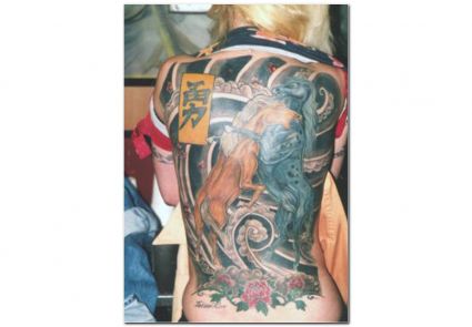 Duel Horse Tattoo On Back